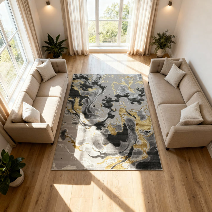Platinum Marble Shimmer Rug | Luxury Marble Design