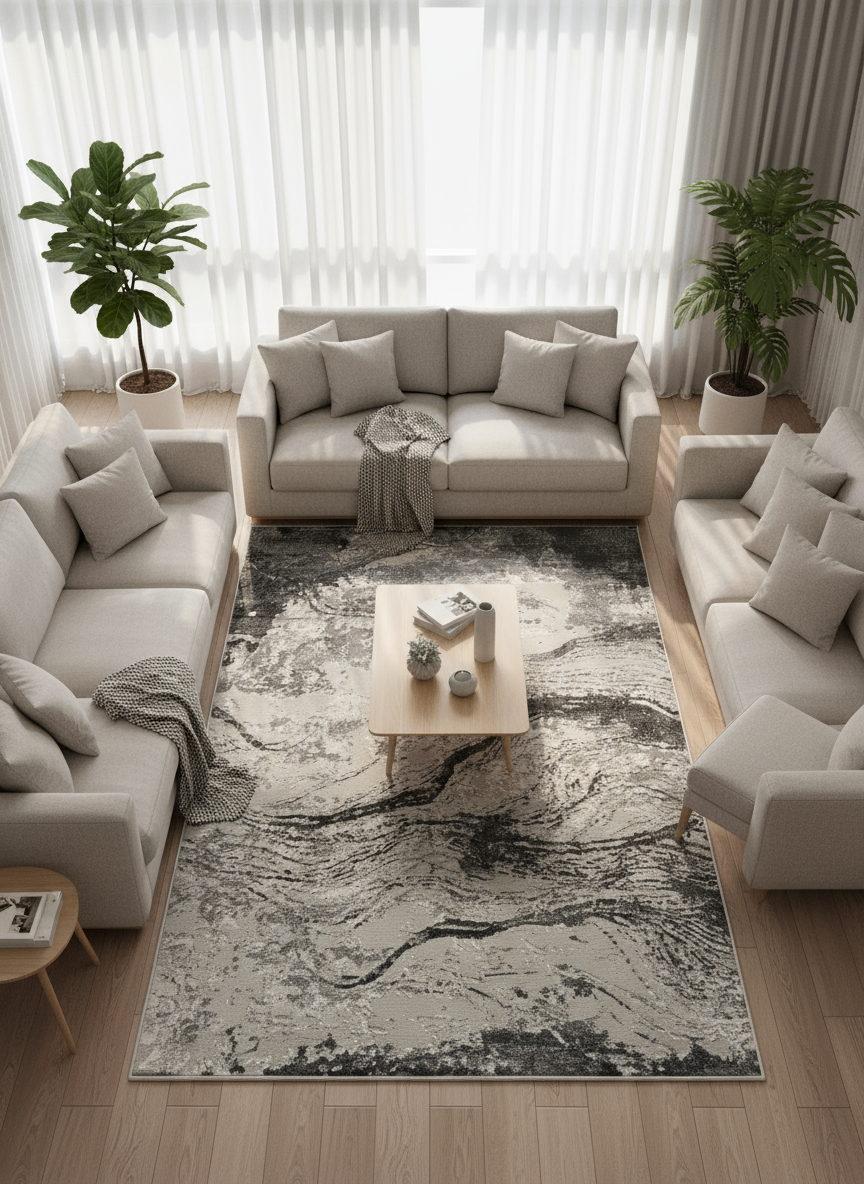 Marble Shimmer Grey Carpet Rug – Premium Quality