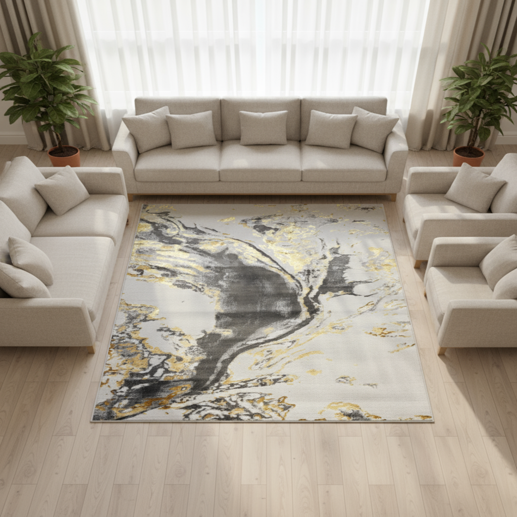 Platinum Marble Shimmer Rug | Luxury Modern Area Rug UK