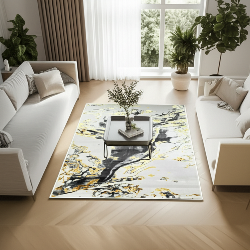 Platinum Marble Shimmer Rug | Luxury Modern Area Rug UK