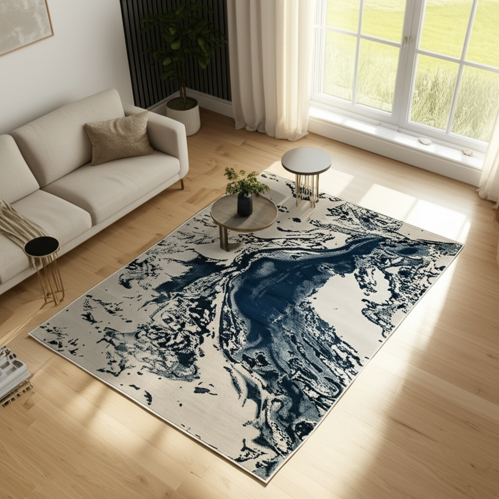Platinum Marble Shimmer Rug | Luxury Modern Area Rug UK