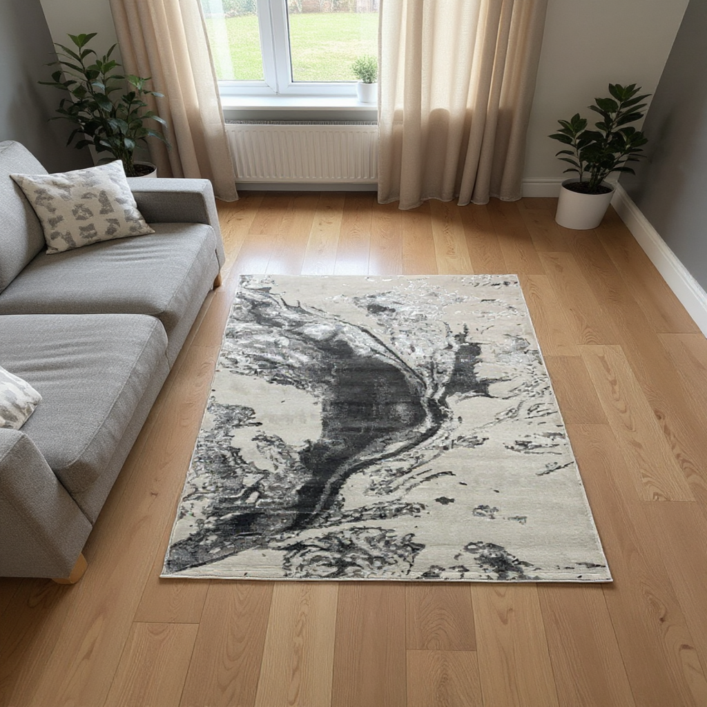 Platinum Marble Shimmer Rug | Luxury Modern Area Rug UK