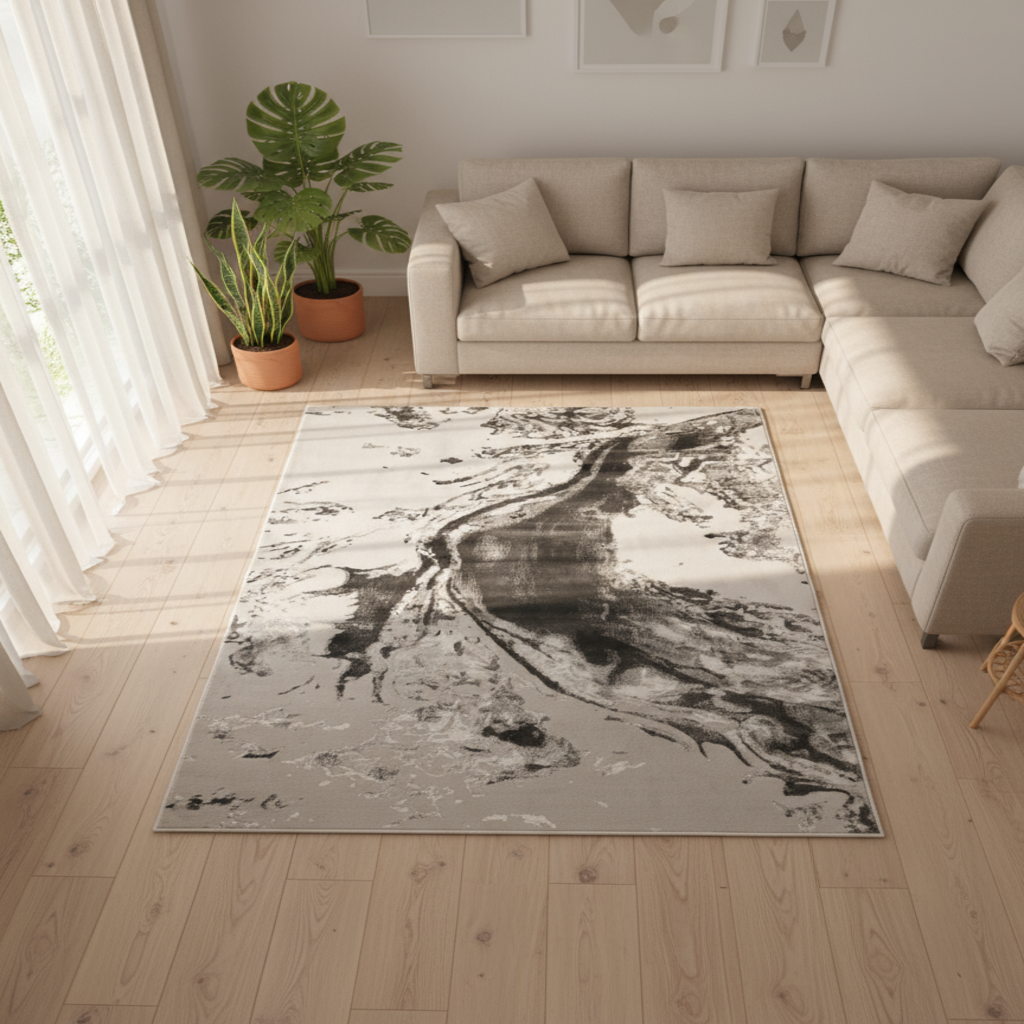Platinum Marble Shimmer Rug | Luxury Modern Area Rug UK